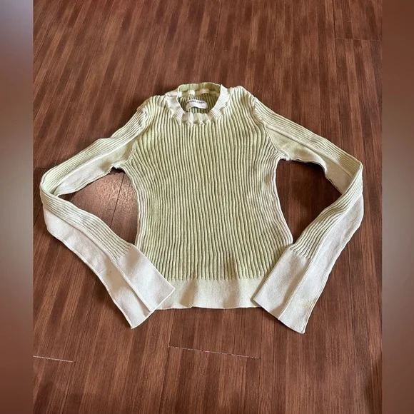 Free People we the free Between The Lines Rib Jumper Sweater Sz XS light green - Picture 5 of 8